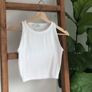 Aritzia White Fitted Crop Tank